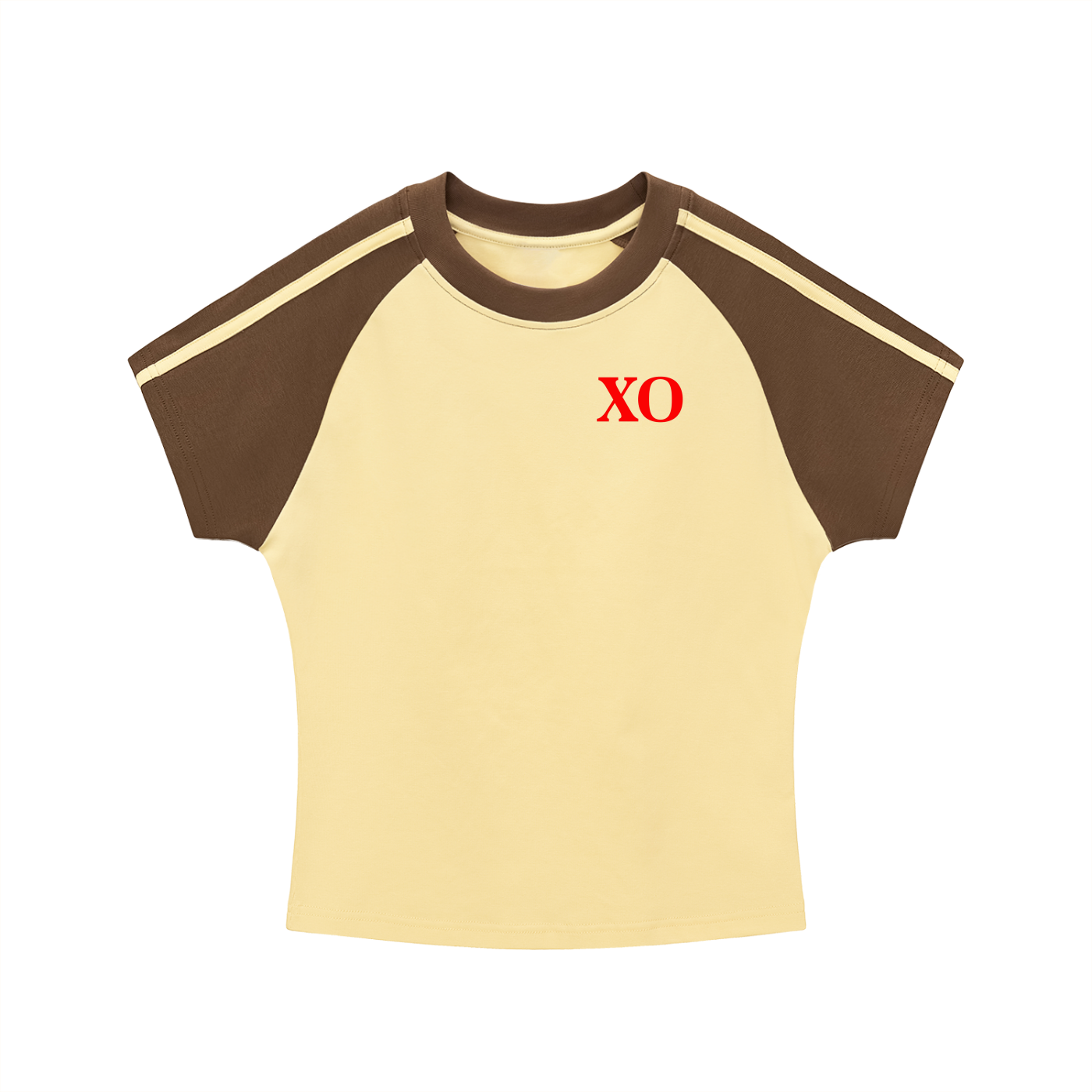 Contrast Stripes Bodycon Raglan  Sleeve T-Shirt(Red Label Edition)