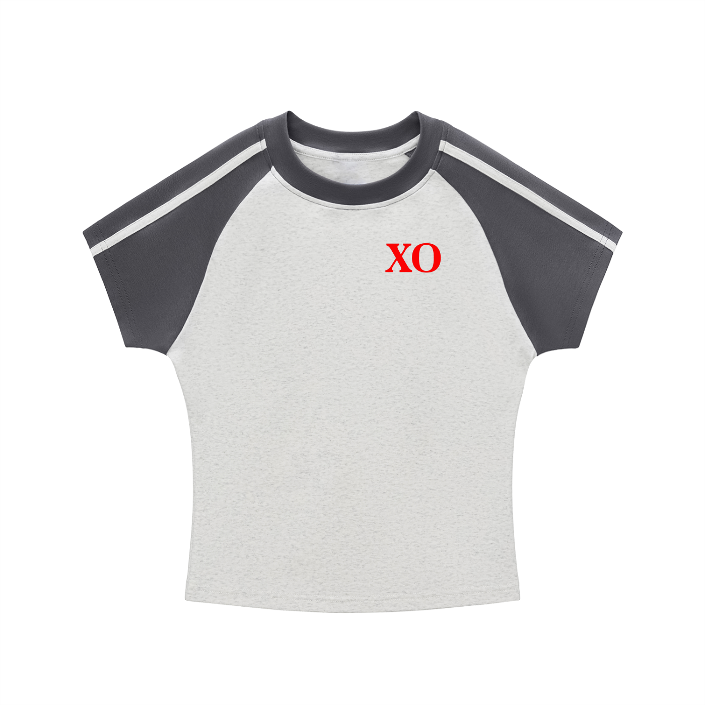 Contrast Stripes Bodycon Raglan  Sleeve T-Shirt(Red Label Edition)