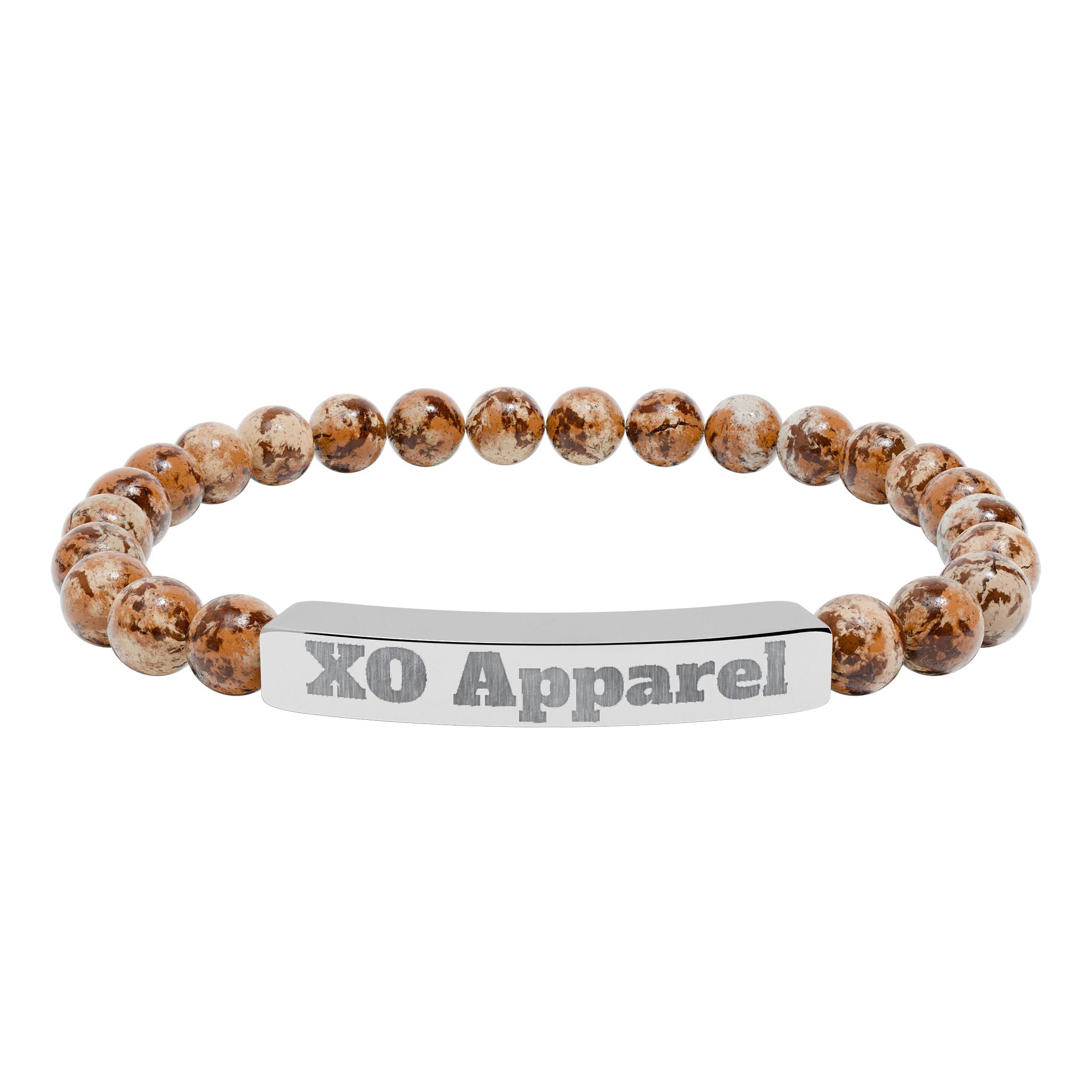 Natural Stone Stretch Bar Bracelet (Engraving)