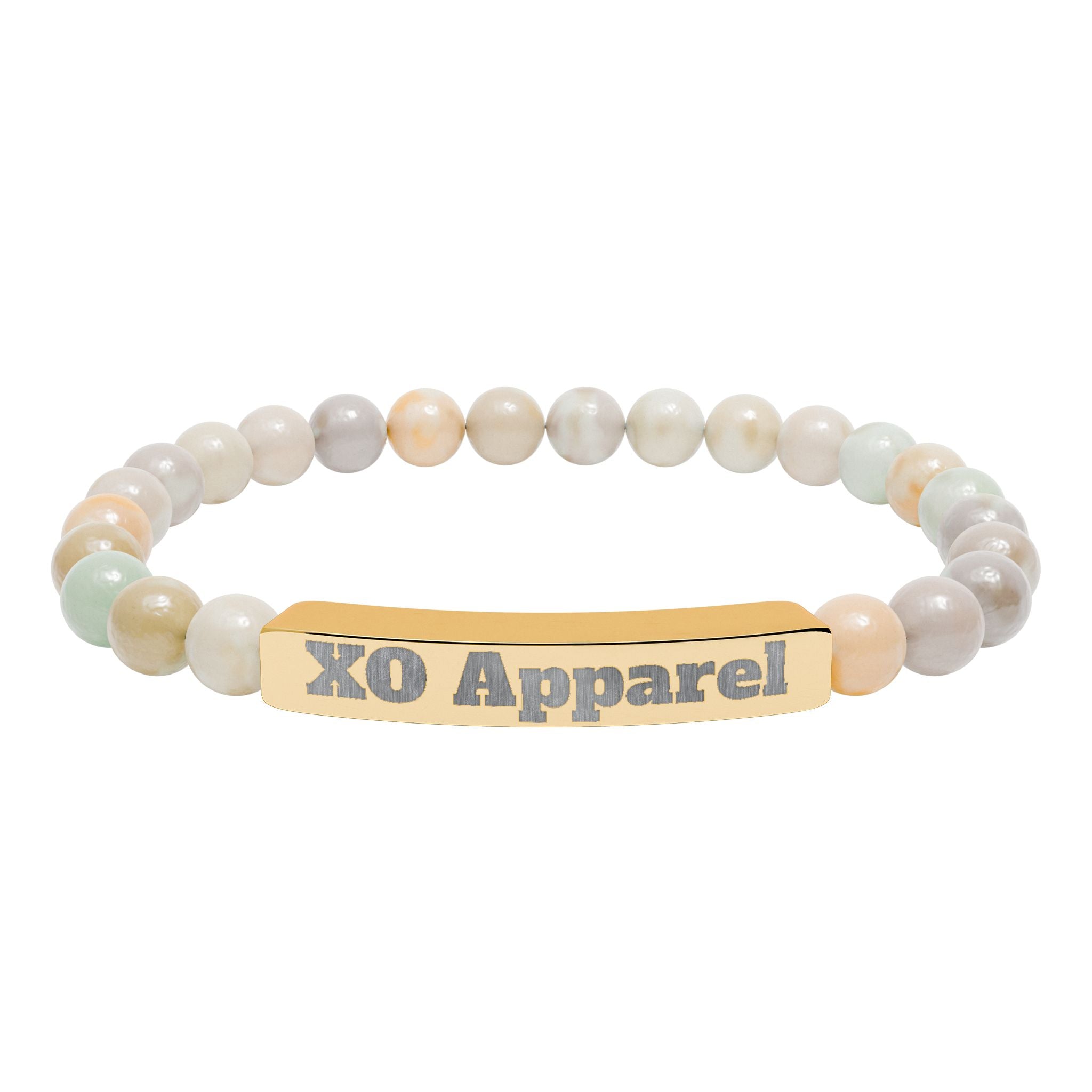 Natural Stone Stretch Bar Bracelet (Engraving)