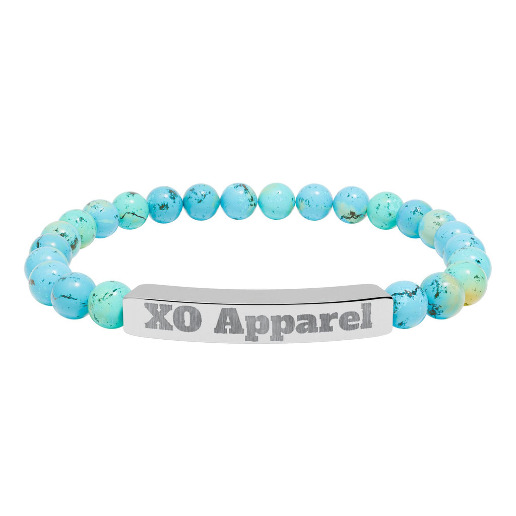 Natural Stone Stretch Bar Bracelet (Engraving)
