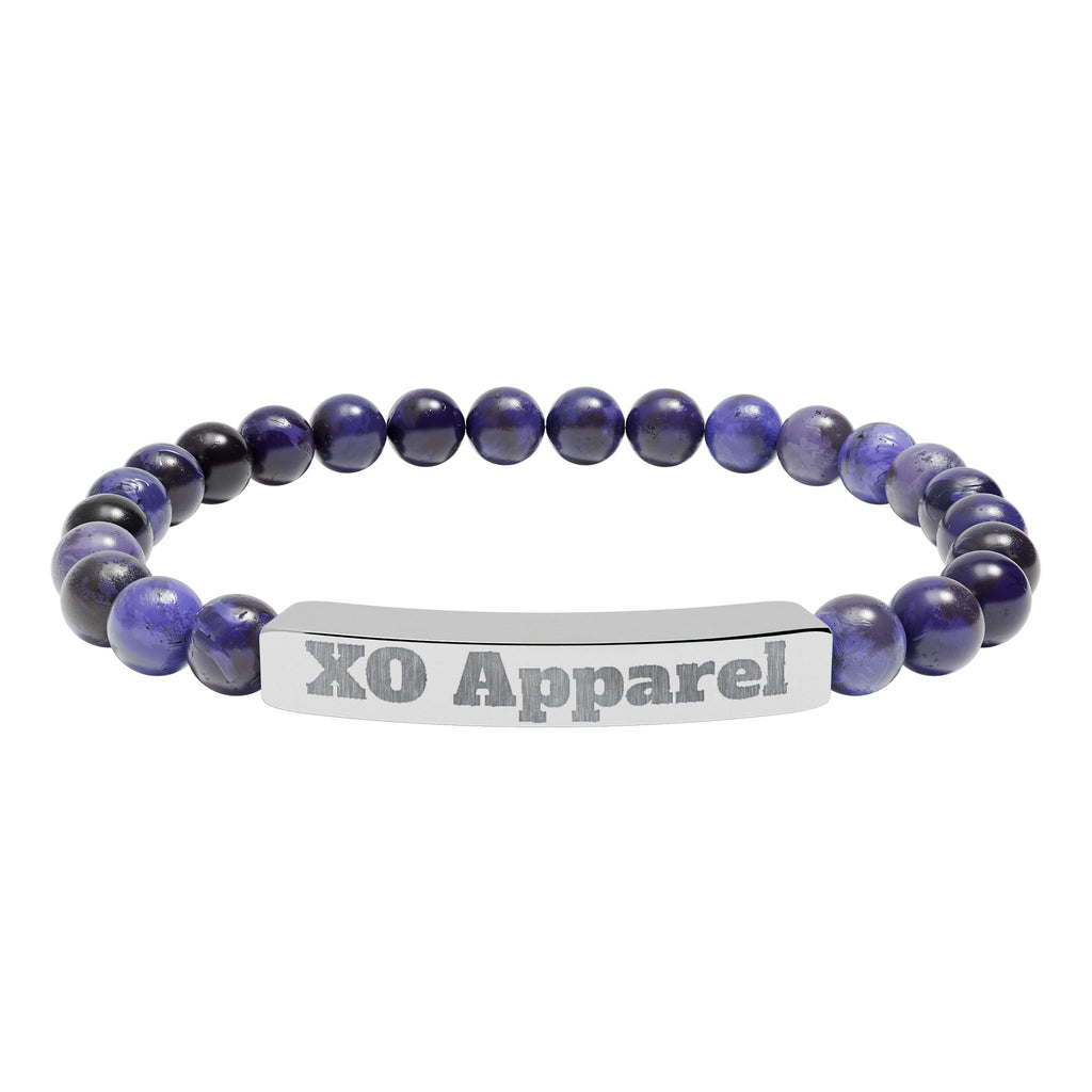 Natural Stone Stretch Bar Bracelet (Engraving)
