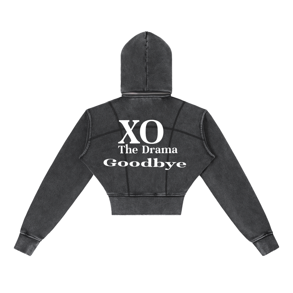 Vintage Washed Cropped Fleece Hoodie