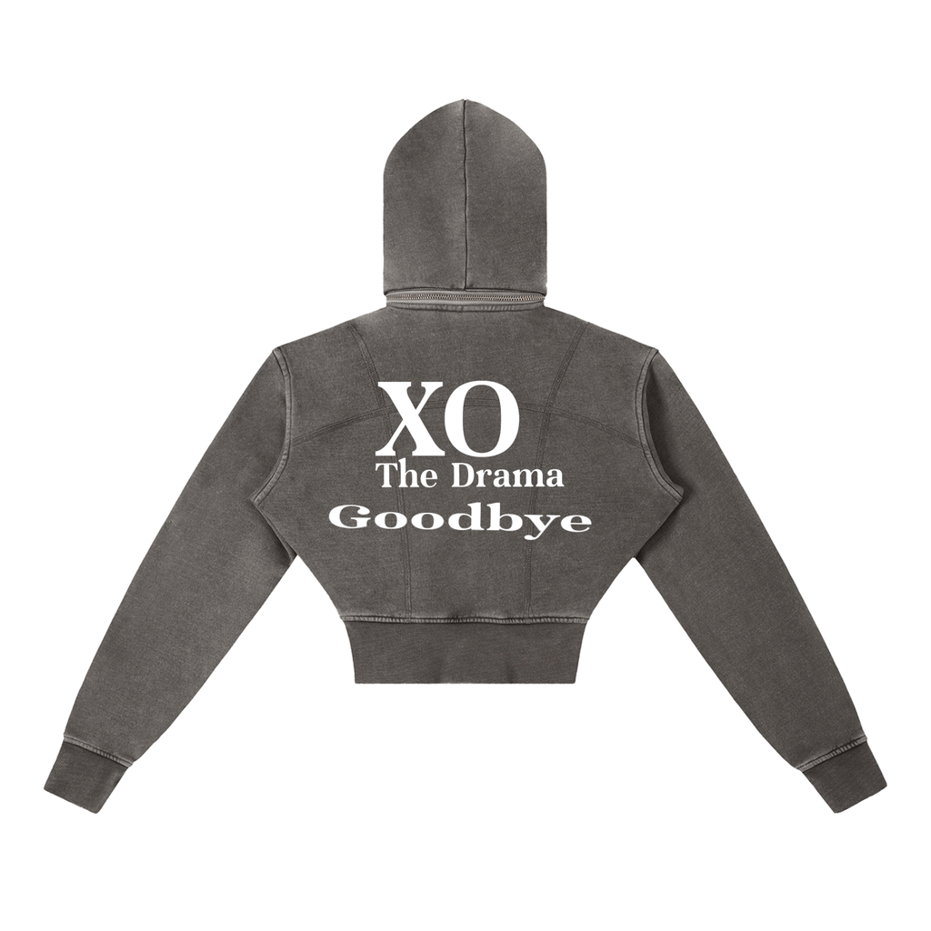 Vintage Washed Cropped Fleece Hoodie