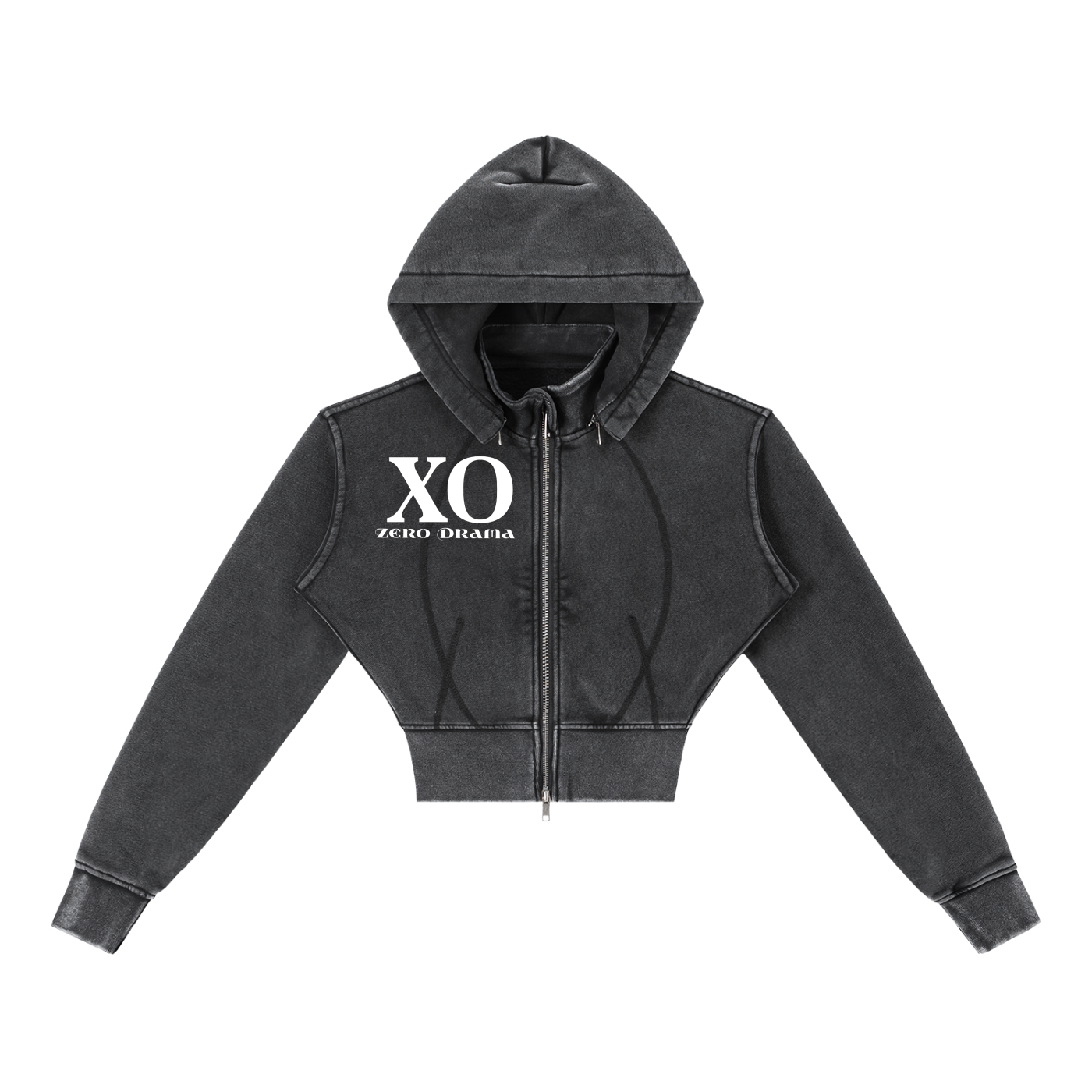 Vintage Washed Cropped Fleece Hoodie