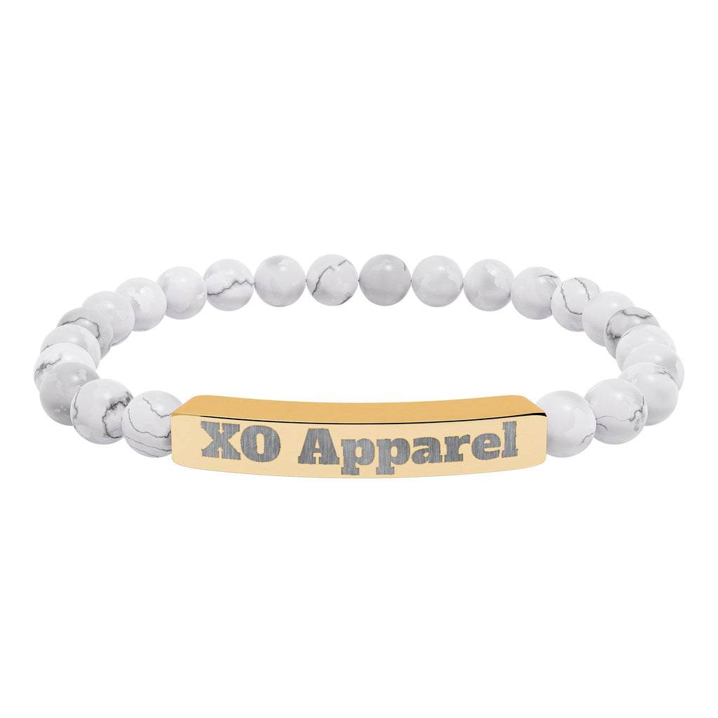 Natural Stone Stretch Bar Bracelet (Engraving)