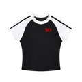 Contrast Stripes Bodycon Raglan  Sleeve T-Shirt(Red Label Edition)