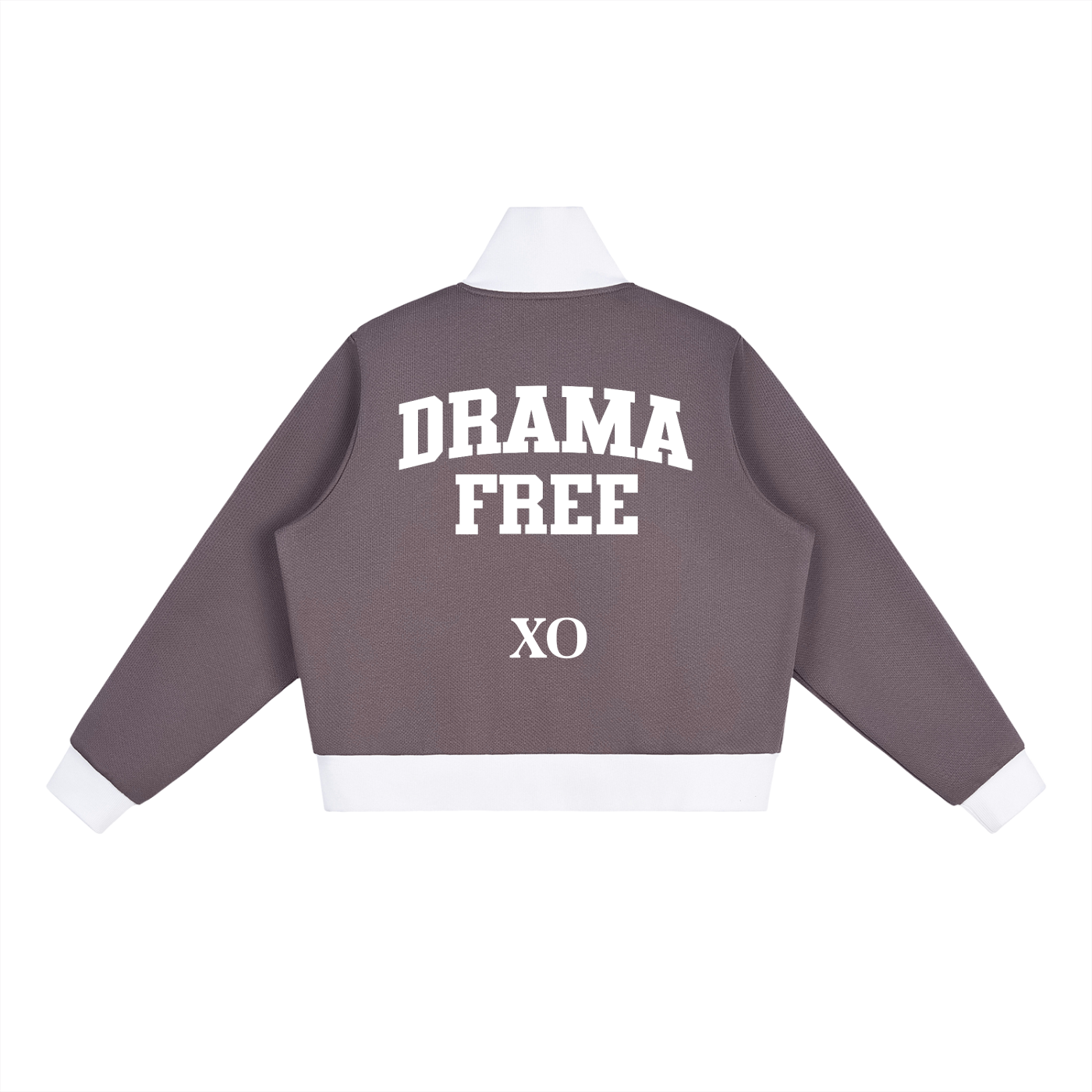 Contrast Side Stripe Fleece Cropped Track Jacket