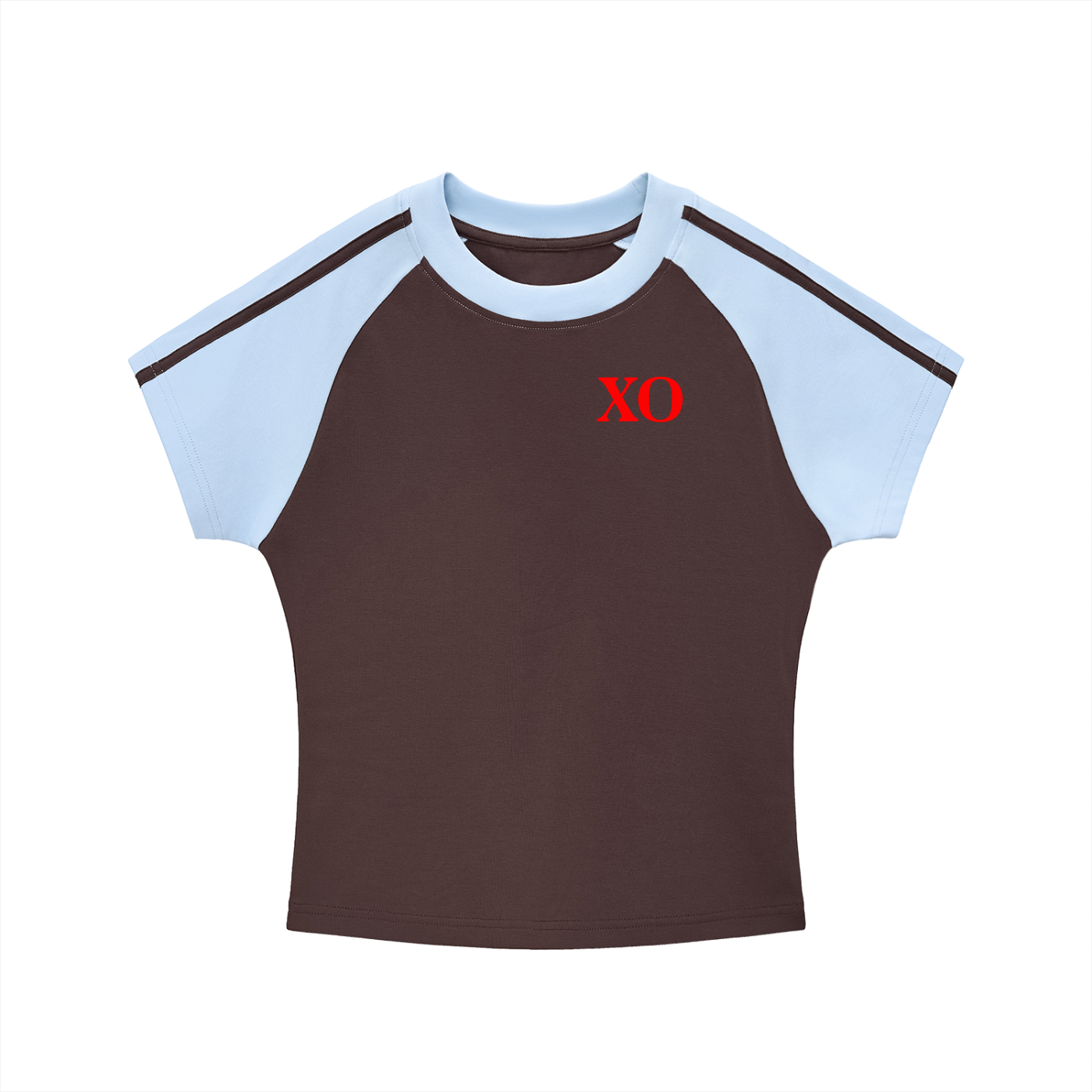 Contrast Stripes Bodycon Raglan  Sleeve T-Shirt(Red Label Edition)