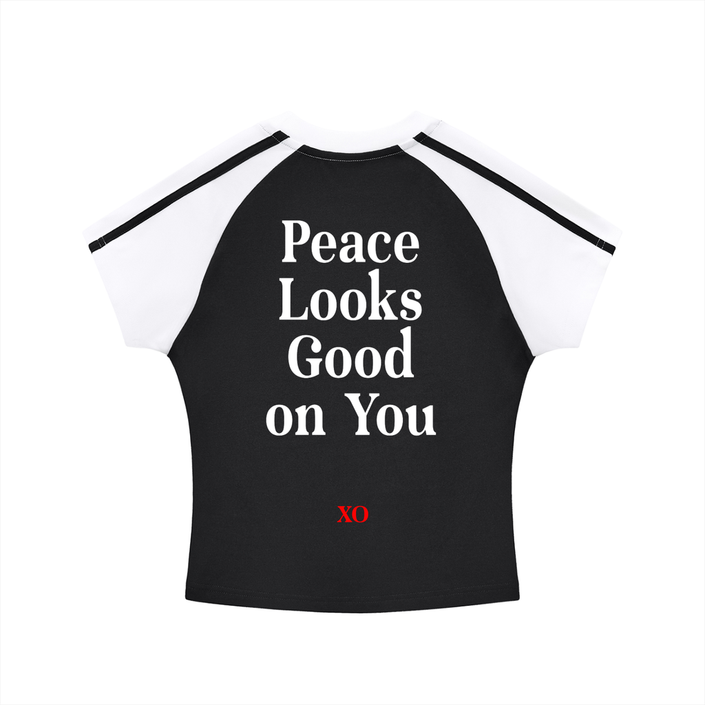 Contrast Stripes Bodycon Raglan  Sleeve T-Shirt(Red Label Edition)