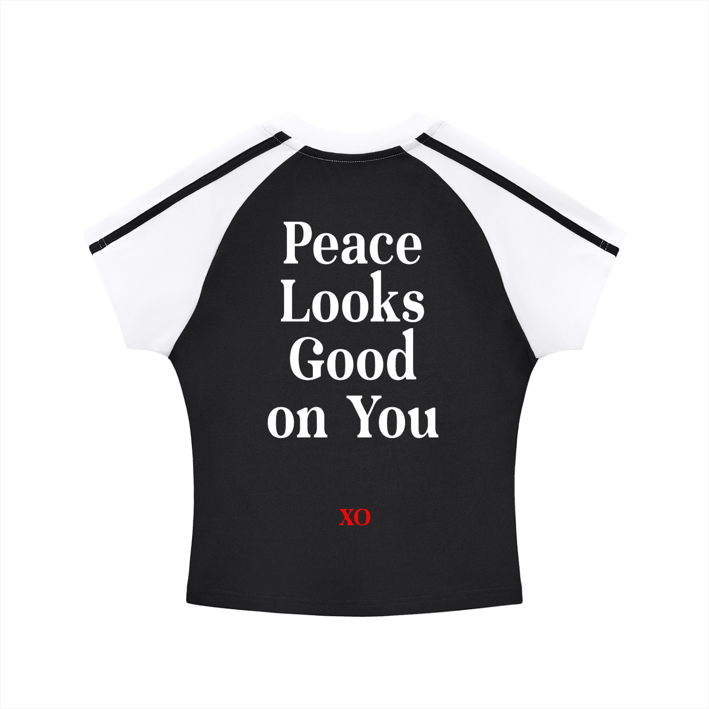 Contrast Stripes Bodycon Raglan  Sleeve T-Shirt(Red Label Edition)