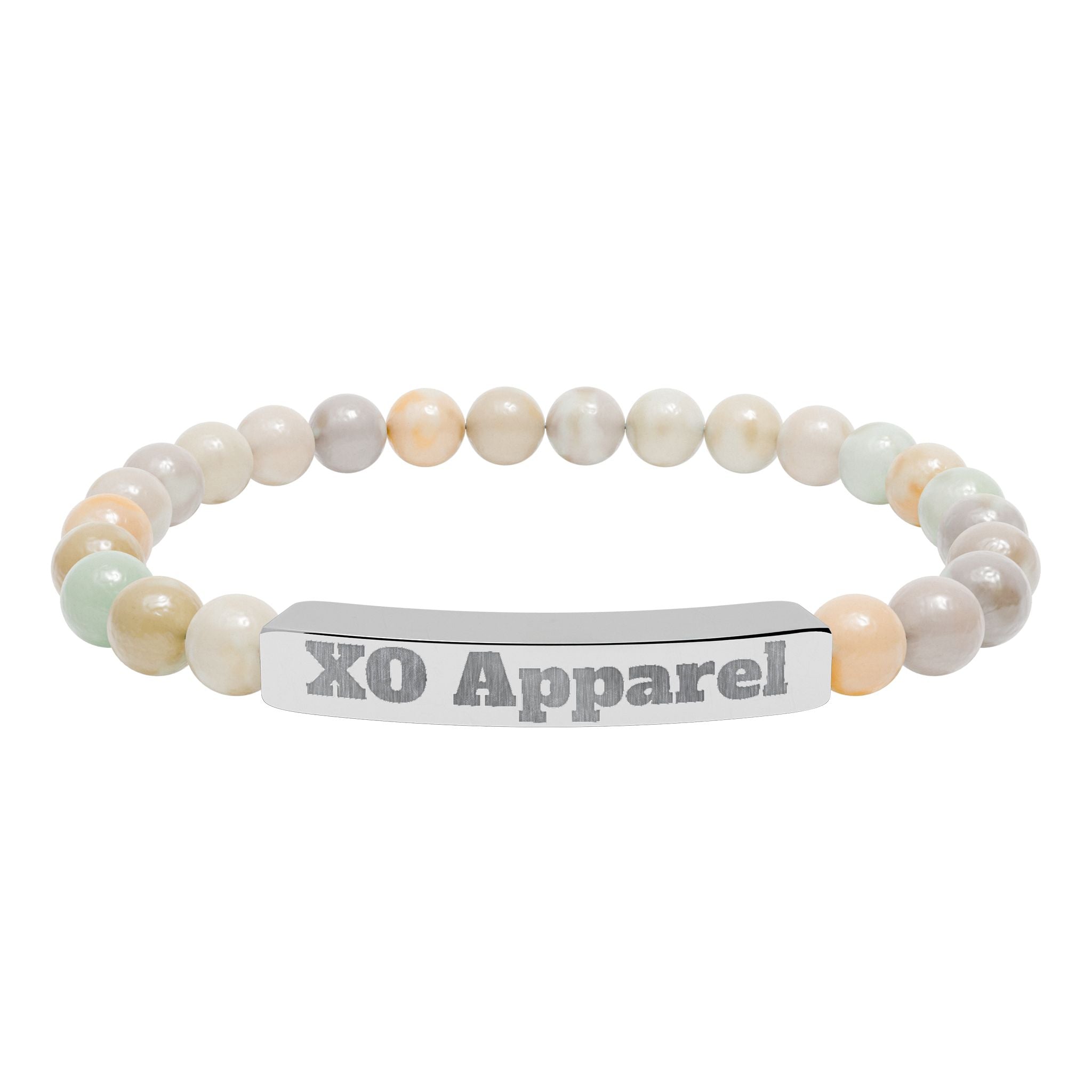 Natural Stone Stretch Bar Bracelet (Engraving)