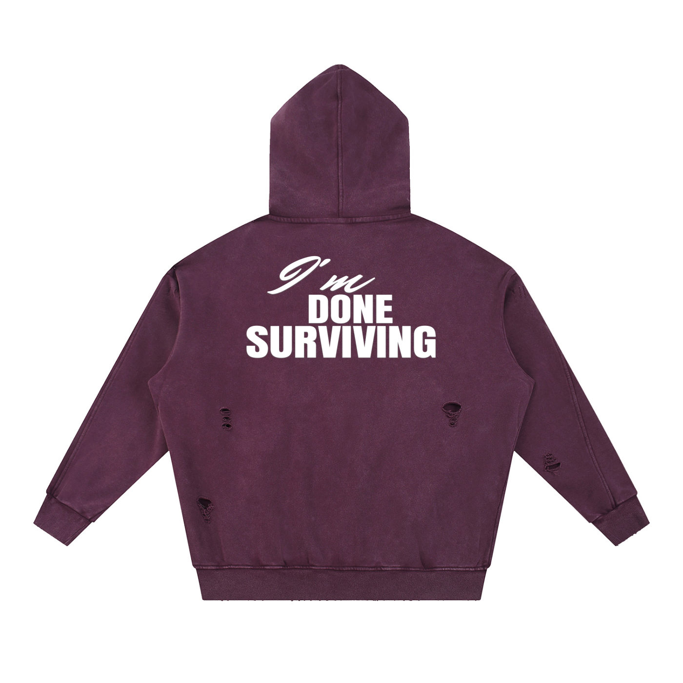 Snow Washed Distressed Panel Pocket Hoodie