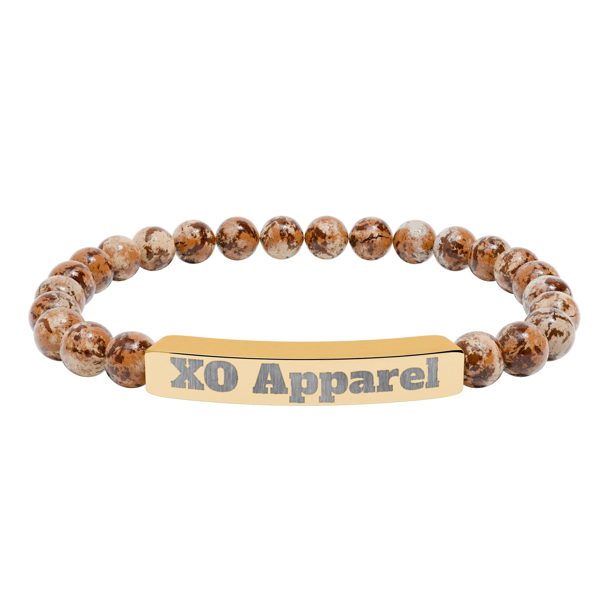 Natural Stone Stretch Bar Bracelet (Engraving)