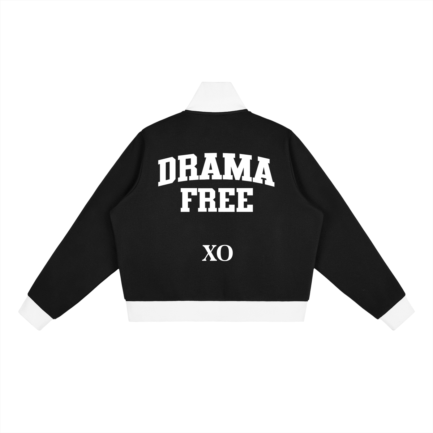 Contrast Side Stripe Fleece Cropped Track Jacket