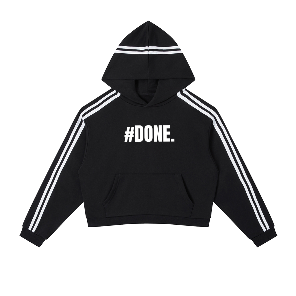 Contrast Side Stripe Cropped Hoodie