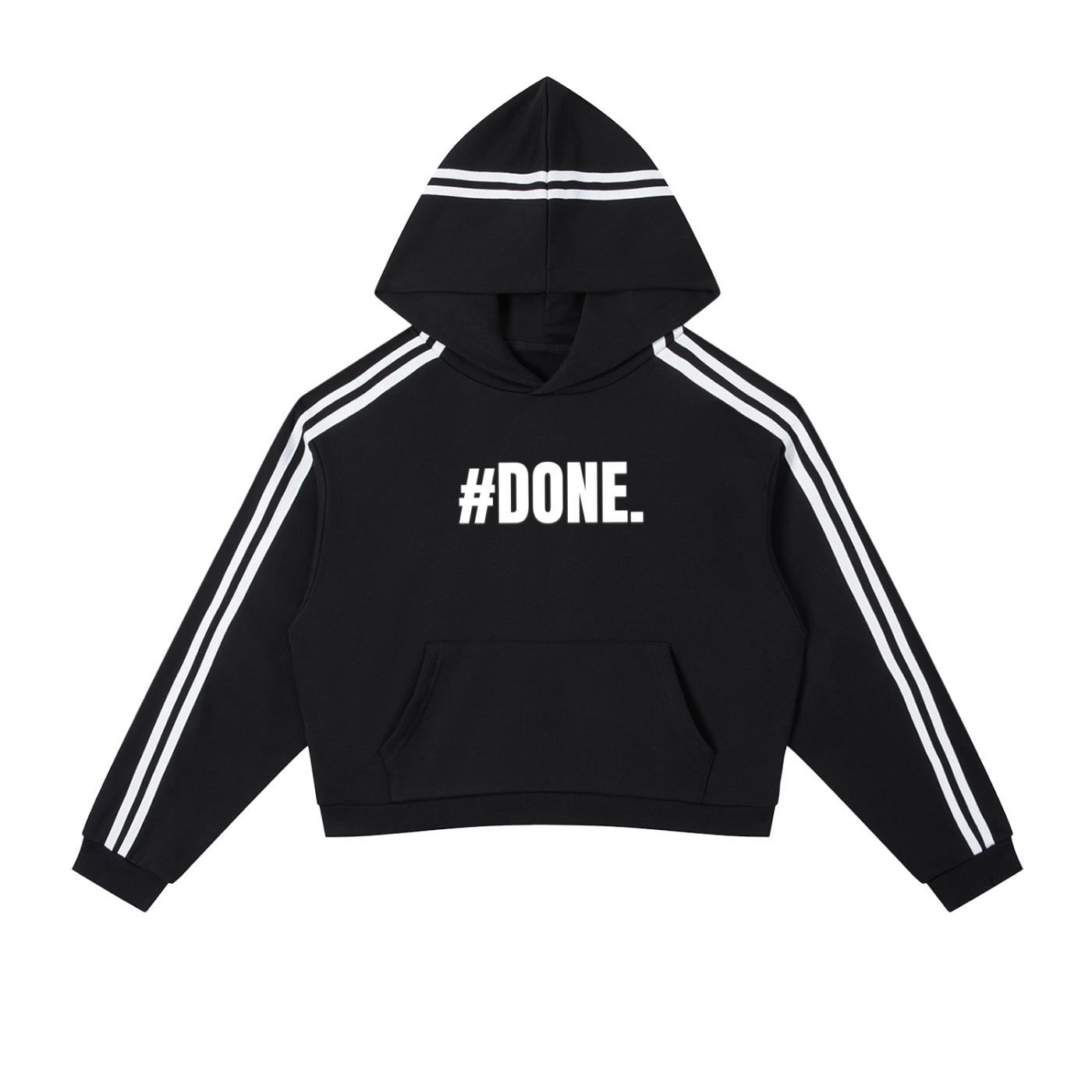 Contrast Side Stripe Cropped Hoodie