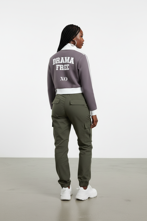 Back view of Drama Free XO jacket - full coverage