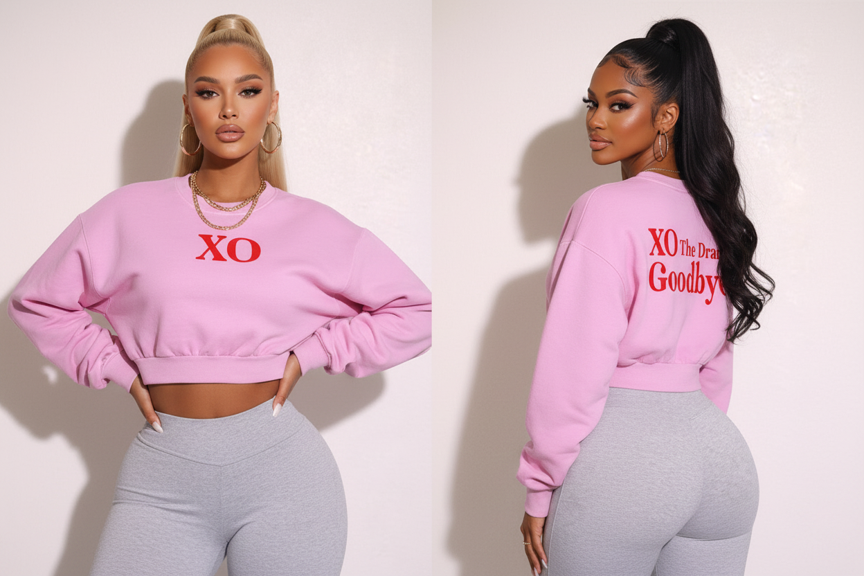 Caucasian women in vintage washed cropped sweatshirts