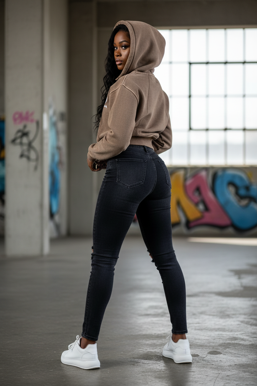 Cropped Hoodie Back View