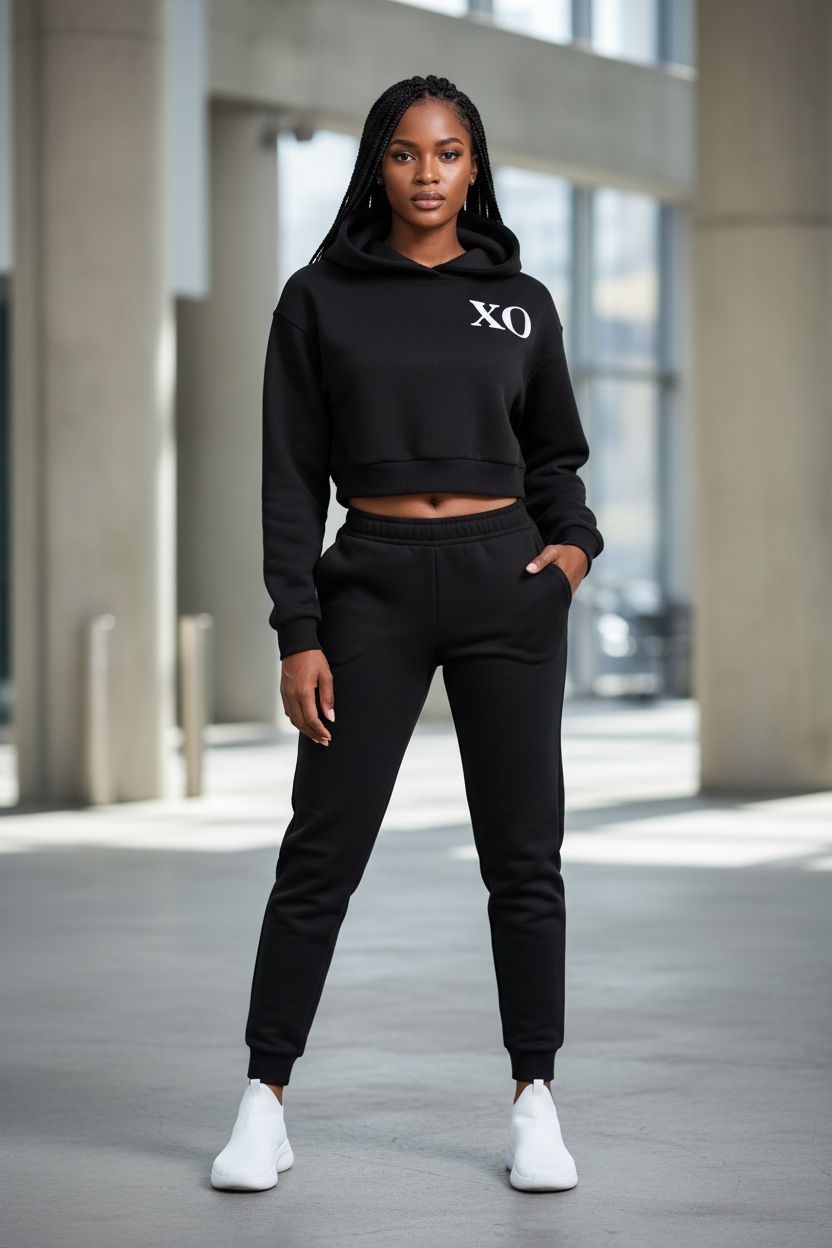 Essential Cropped Hoodie Front View