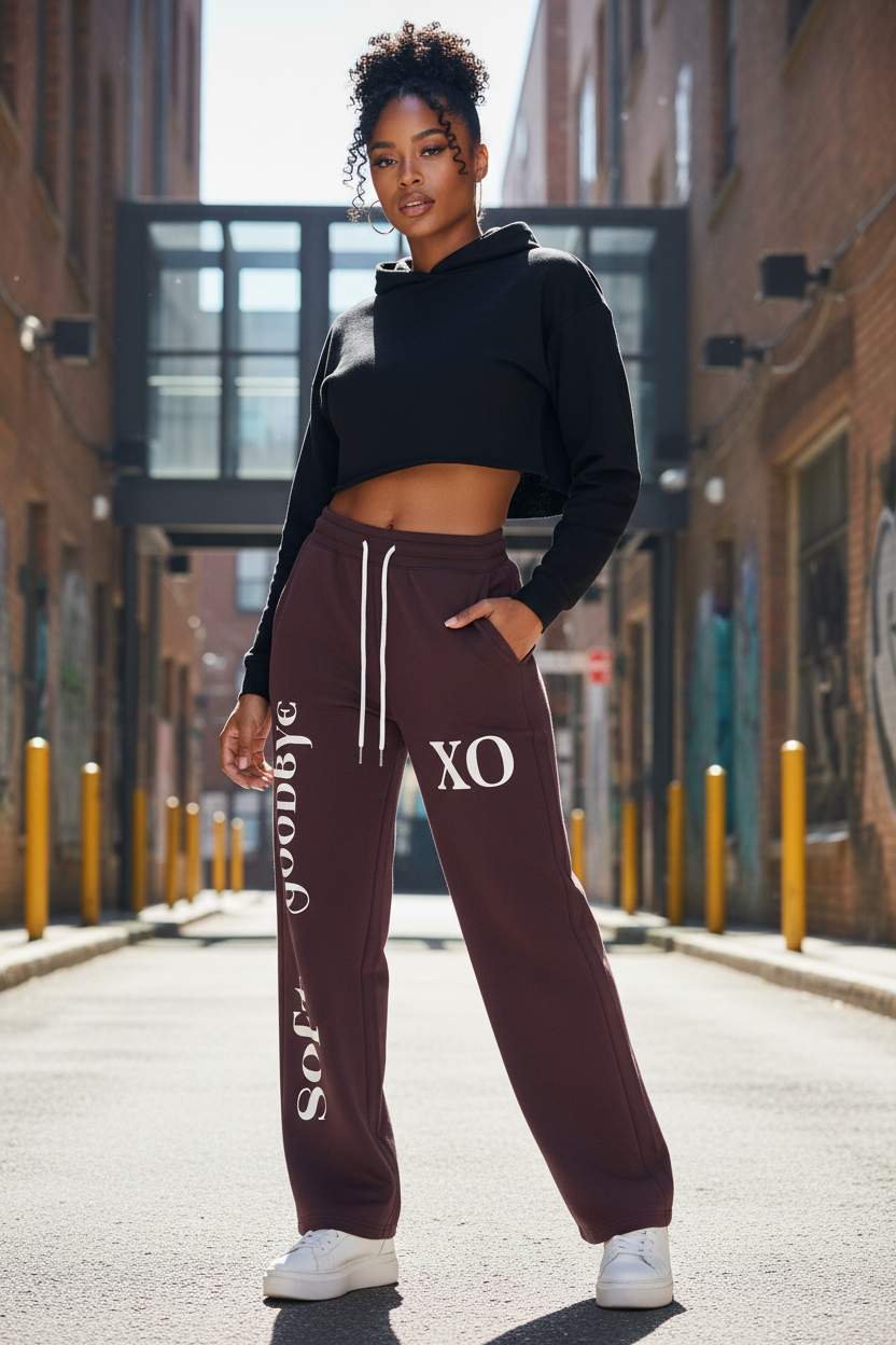 Essential Drawstring Straight-Leg Sweatpants on Model