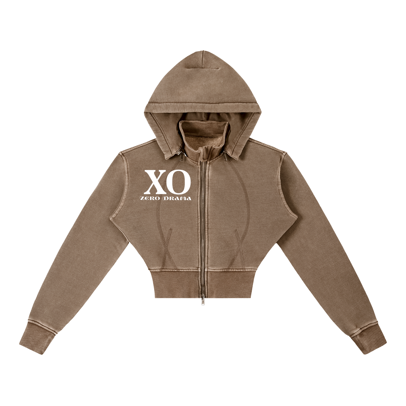 Vintage Washed Cropped Fleece Hoodie