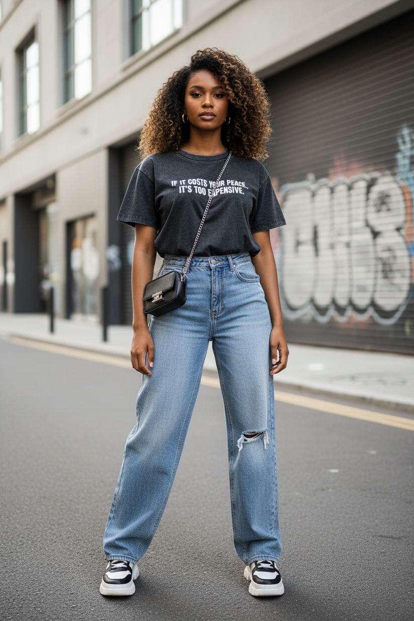 Front view of Vintage Wash Drop Shoulder T-shirt