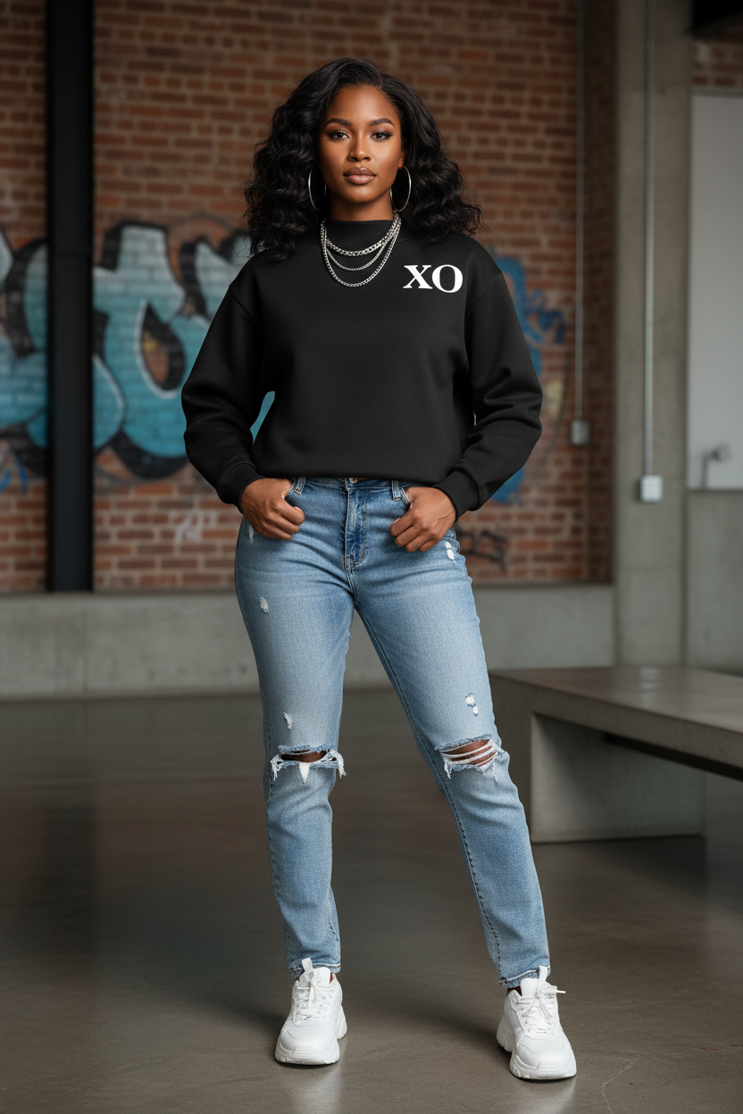 Mock-Neck Sweatshirt Front View