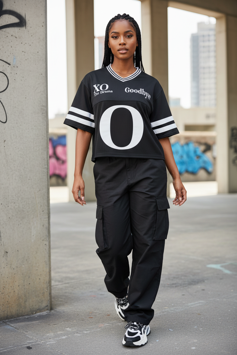 Taped Mesh Boxy T-Shirt on Model