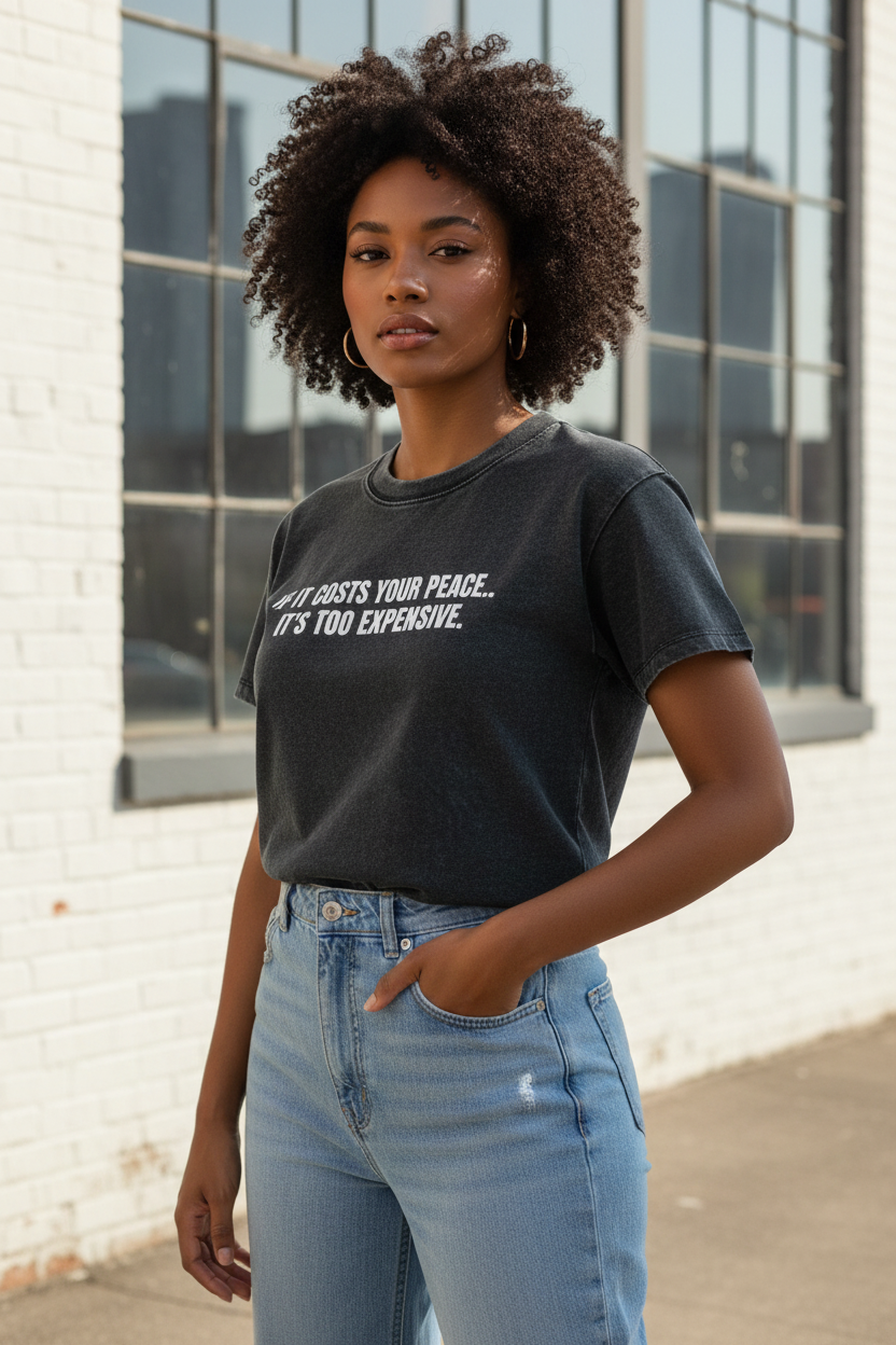 Vintage Wash Drop Shoulder T-shirt with product design