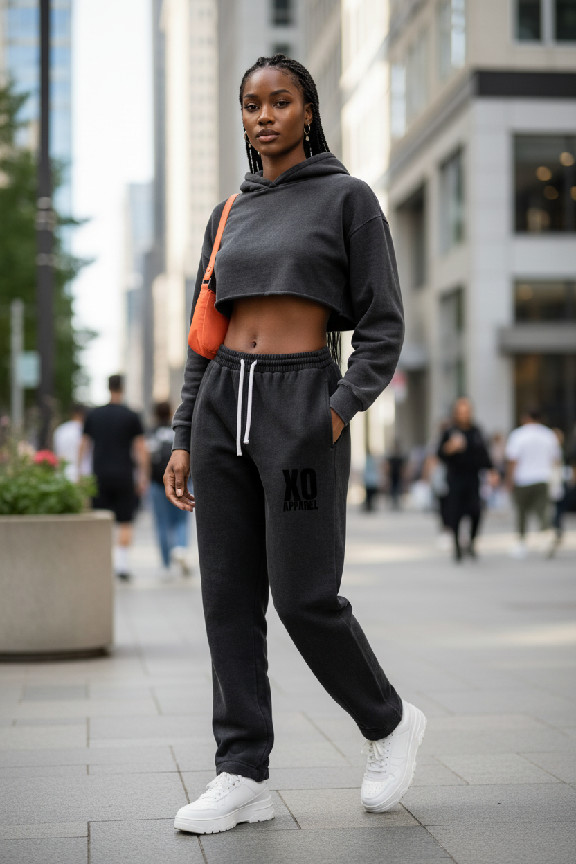 Vintage Washed Drawstring Sweatpants on Young Model