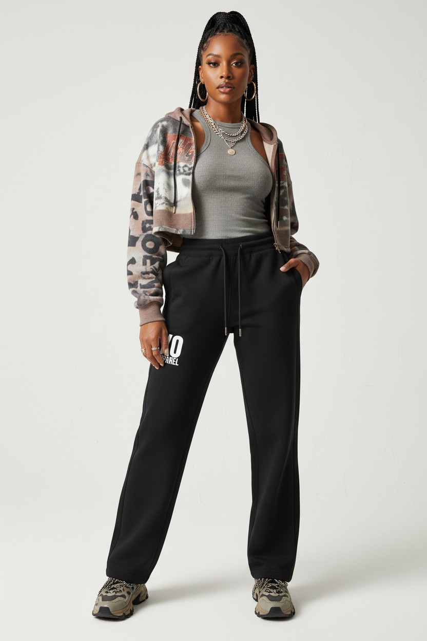 XO Apparel sweatpants on model