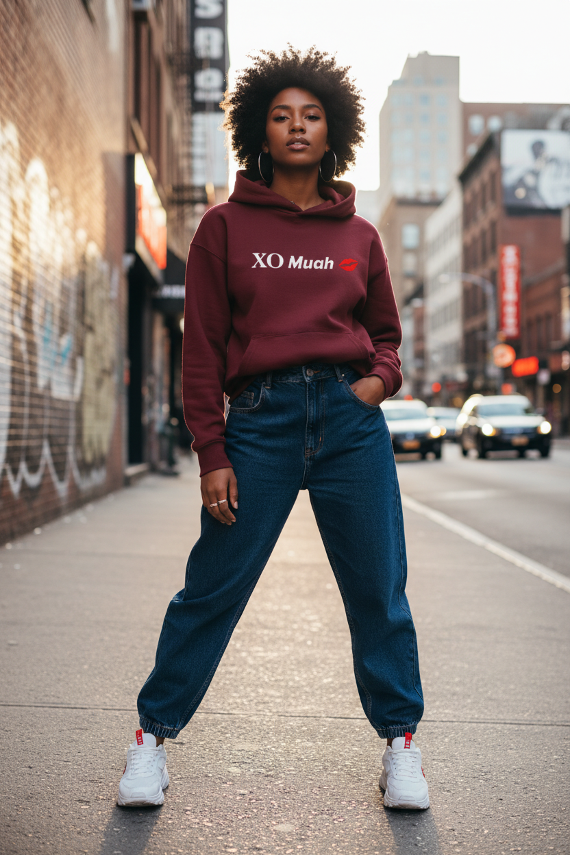 XO Muah hoodie lifestyle shot